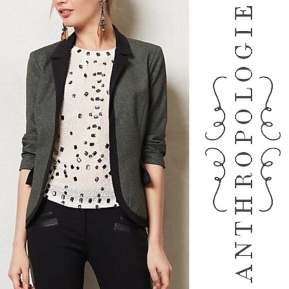 {Anthro} Cartonnier Hadley Tuxedo Blazer Jacket 0 - Picture 1 of 11
